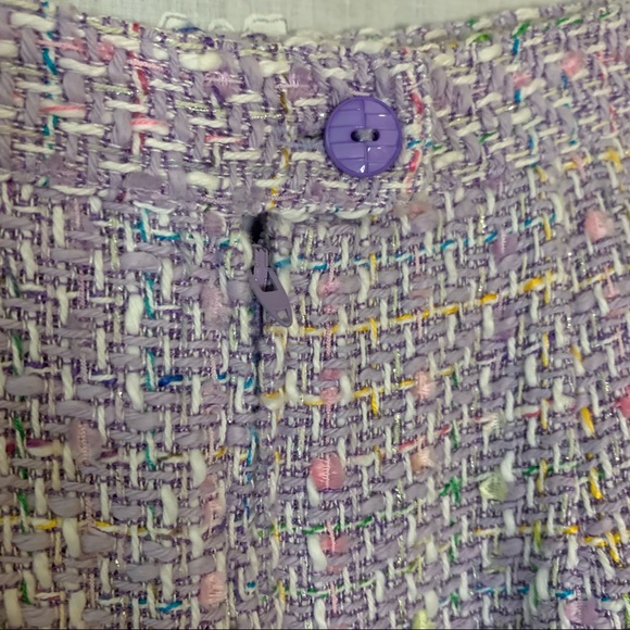 Vintage pastel purple lavender rainbow twill silver sparkle midi pencil skirt - Picture 7 of 8